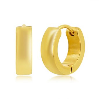 Metallo Stainless Steel Polished Huggie Hoop Earrings