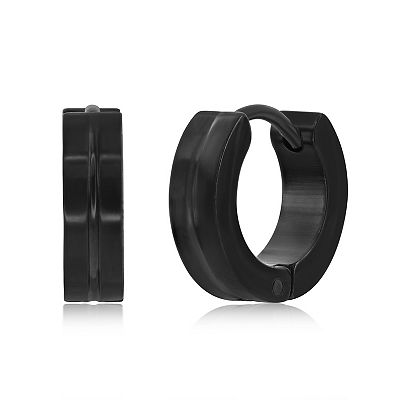 Metallo Stainless Steel Lined Huggie Hoop Earrings