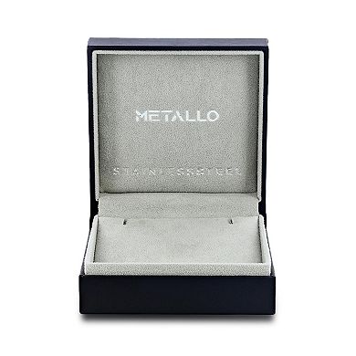 Metallo Stainless Steel Silver & Blue Plated Cross Necklace