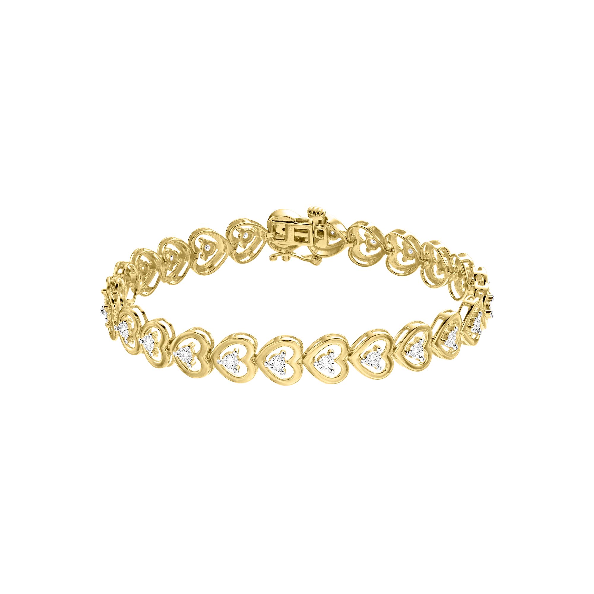 Diamond Brilliance 1/4 Carat T.W. Lab-Grown Diamond Heart Link Bracelet, W