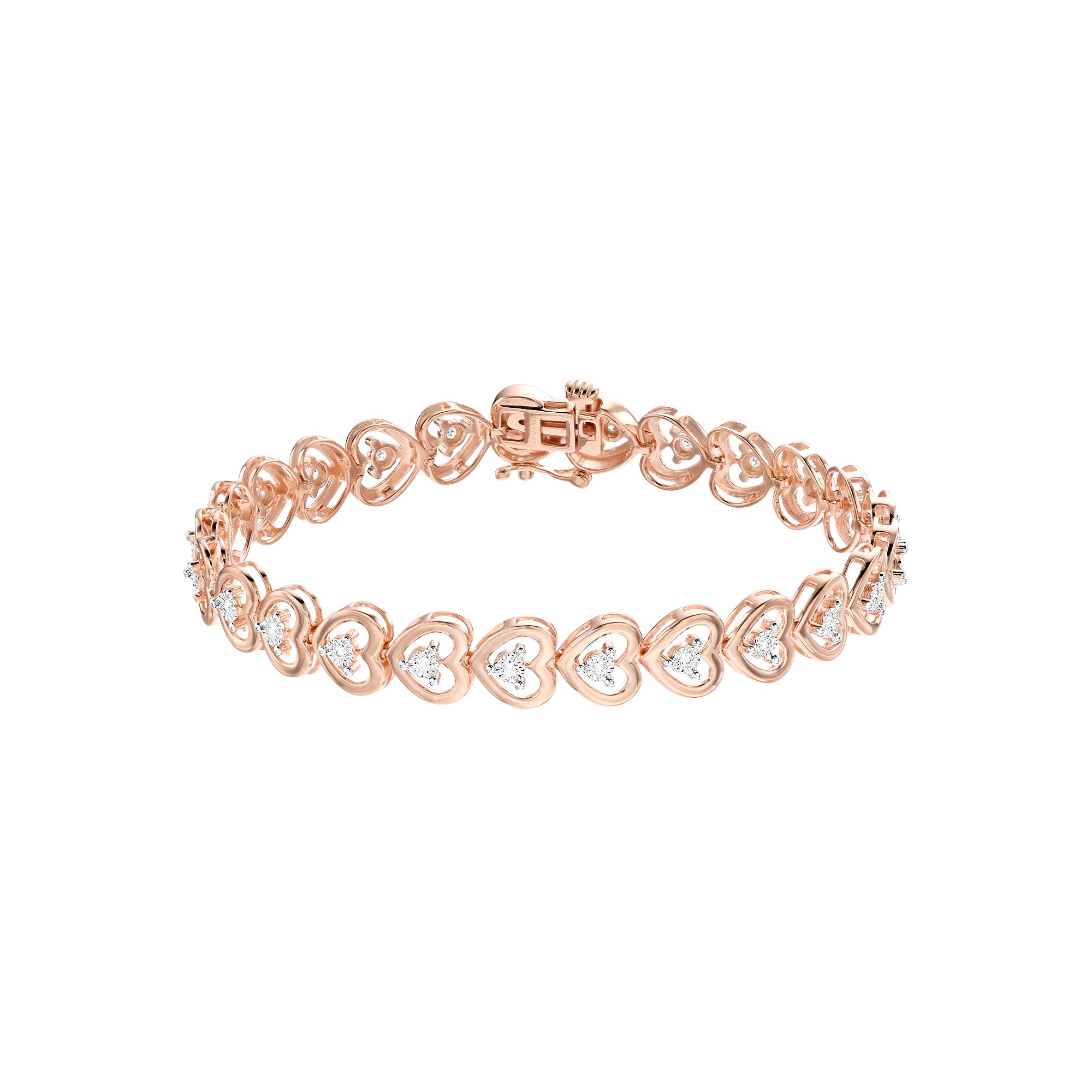 Diamond Brilliance 1/4 Carat T.W. Lab-Grown Diamond Heart Link Bracelet, W
