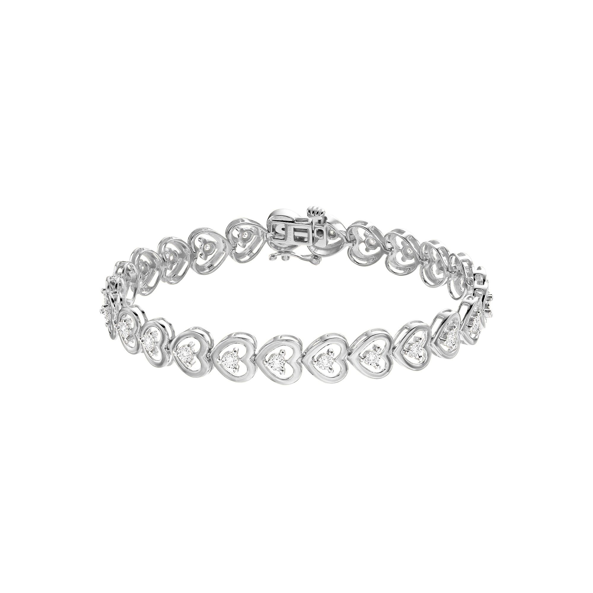 Diamond Brilliance 1/4 Carat T.W. Lab-Grown Diamond Heart Link Bracelet, W