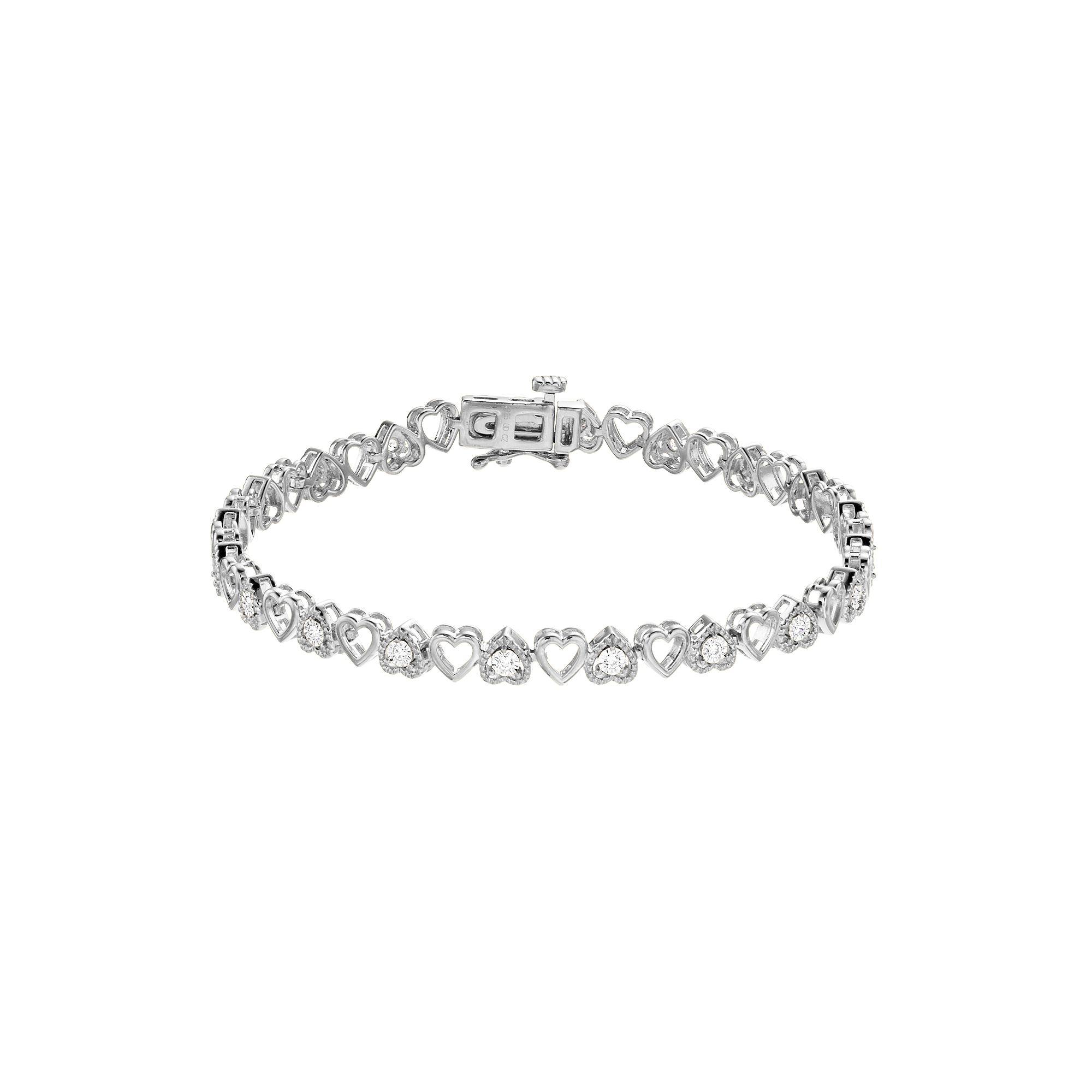 Diamond Brilliance 1/4 Carat T.W. Lab-Grown Diamond Alternating Hearts Bra