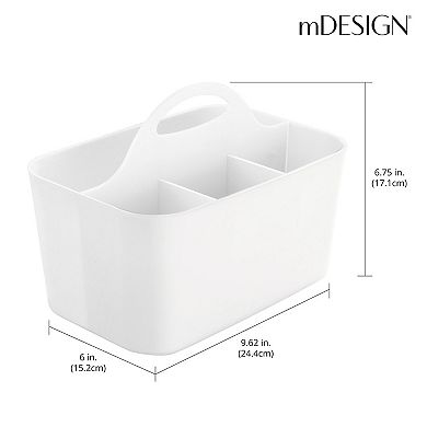 mDesign Small Plastic Caddy Tote for Desktop Office Supplies, 2 Pack, Clear