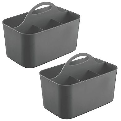 mDesign Small Plastic Caddy Tote for Desktop Office Supplies, 2 Pack, Clear