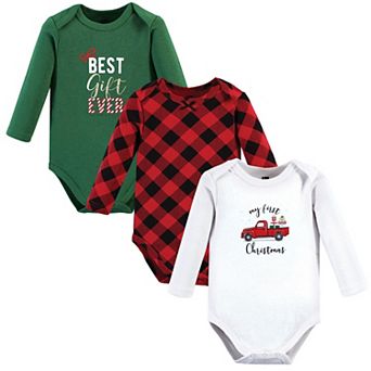 Hudson Baby Infant Girls Cotton Long-Sleeve Bodysuits, Christmas Gift 3-Pack, 3-6 Months