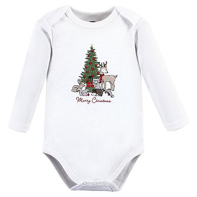 Hudson Baby Unisex Baby Cotton Long-Sleeve Bodysuits, Christmas Forest 3-Pack