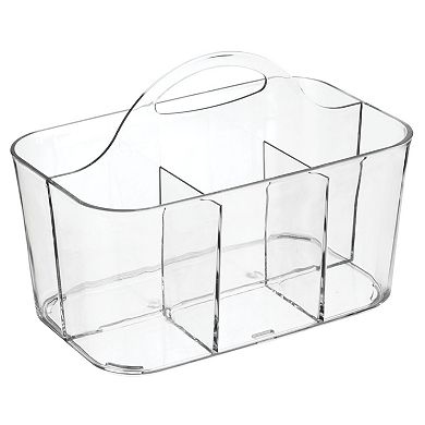 mDesign Small Plastic Storage Caddy Tote for Desktop Office Supplies - Clear