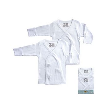 Luvable Friends Baby Unisex Side Snap Shirts, White Long-Sleeve, 0-3 Months