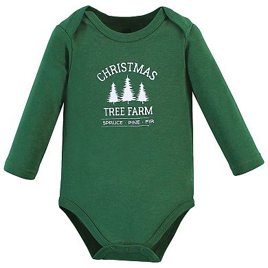 Hudson Baby Unisex Baby Cotton Long-Sleeve Bodysuits, Christmas Tree 3-Pack