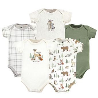 Hudson Baby Unisex Baby Cotton Bodysuits, Forest Animals 5-Pack