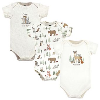 Hudson Baby Unisex Baby Cotton Bodysuits, Forest Animals 3-Pack