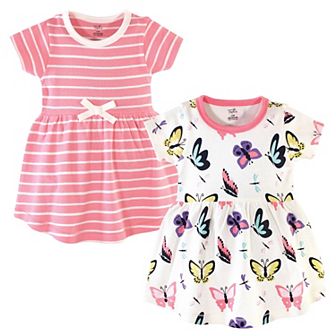 Baby and Toddler Girl Organic Cotton Short-Sleeve Dresses 2 pk Butterflies and Dragonflies