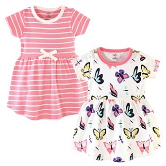 Baby and Toddler Girl Organic Cotton Short-Sleeve Dresses 2 pk Butterflies and Dragonflies