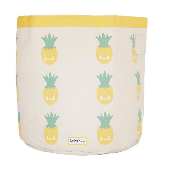 Cylindrical Cotton Canvas Storage Bin Juicy the Pineapple