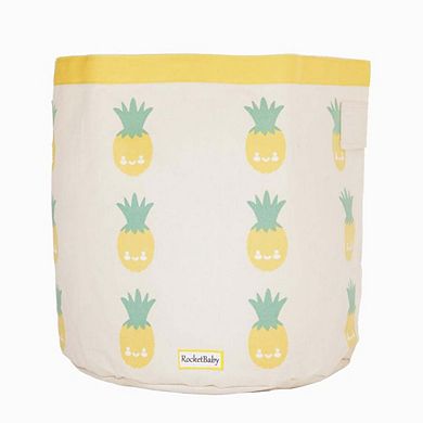 Cylindrical Cotton Canvas Storage Bin Juicy the Pineapple