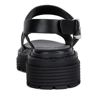 London Rag Dual Strap Women's Platforms Sandals With Buckle