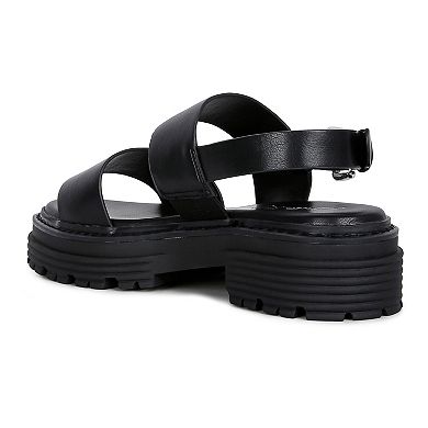 London Rag Dual Strap Women's Platforms Sandals With Buckle