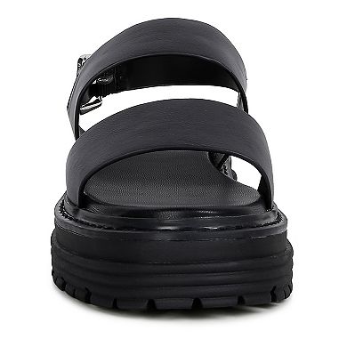 London Rag Dual Strap Women's Platforms Sandals With Buckle
