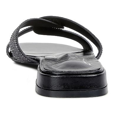 London Rag Rum Cake Cross Strap Rhinestone Women's Sandals