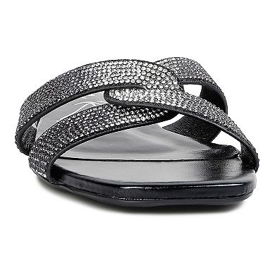 London Rag Rum Cake Cross Strap Rhinestone Women's Sandals