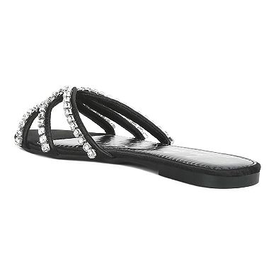 London Rag Mezzie Dimante Strap Women's Flat Sandals