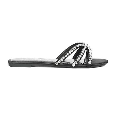 London Rag Mezzie Dimante Strap Women's Flat Sandals