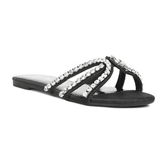 London Rag Mezzie Dimante Strap Women's Flat Sandals