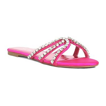 London Rag Mezzie Dimante Strap Women's Flat Sandals