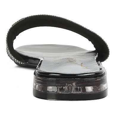 London Rag Top Flirt Rhinestone Women's Slip On Sandals