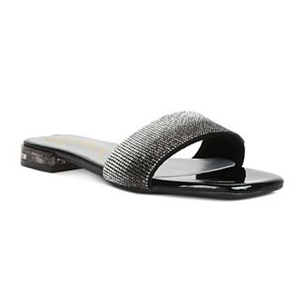 London Rag Top Flirt Rhinestone Women's Slip On Sandals