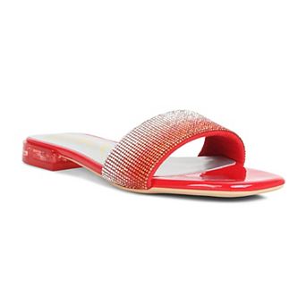 London Rag Top Flirt Rhinestone Women's Slip On Sandals