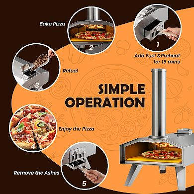 Wood Pellet Outdoor Pizza Oven with 12 Inch Pizza Stone
