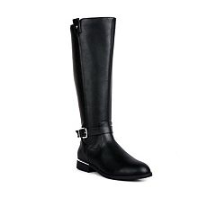 Ladies black leather knee high boots size on sale 8