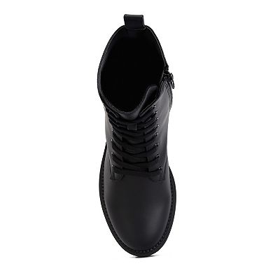 London Rag Forter Women's Faux Leather Lace Up Boots