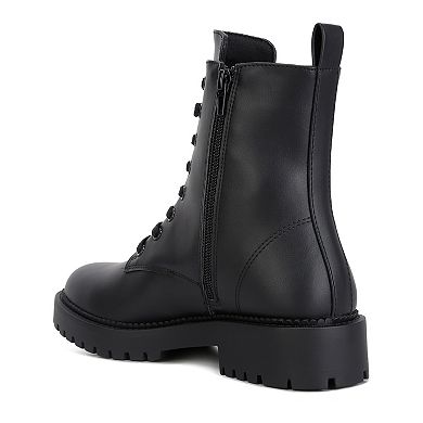 London Rag Forter Women's Faux Leather Lace Up Boots
