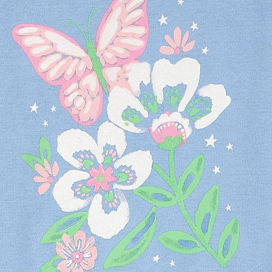 Toddler Boy Carter's Pastel Floral Butterfly Print Pajama Shirt & Plaid Pajama Pants Set