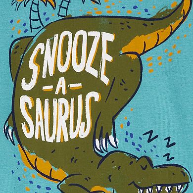 Toddler Boy Carter's T-Rex Snooze-A-Saurus Pajama Shirt & Allover Dinosaur Print Pajama Pants Set