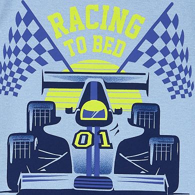 Toddler Boy Carter's Racing To Bed Graphic Pajama Shirt & Allover Racecar Print Pajama Pants Set