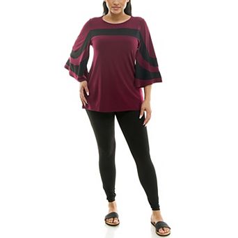 Women's Nina Leonard Colorblock Top & Pants Set