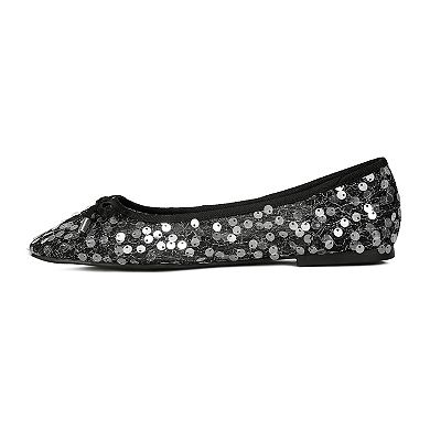 London Rag Lysander Women's Sequin Sheer Ballet Flats