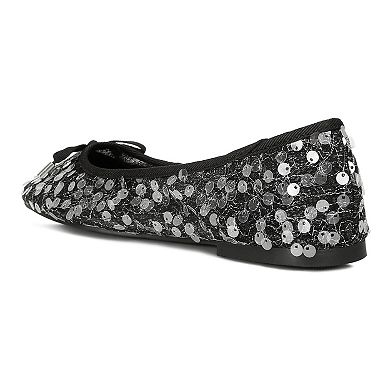 London Rag Lysander Women's Sequin Sheer Ballet Flats