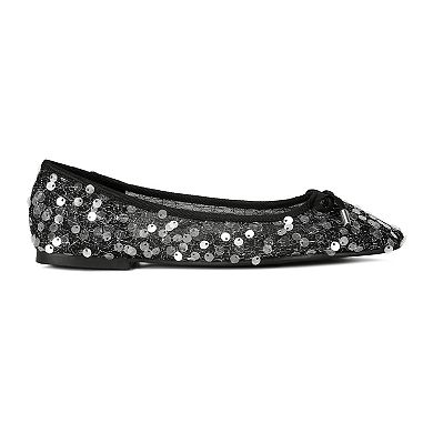 London Rag Lysander Women's Sequin Sheer Ballet Flats