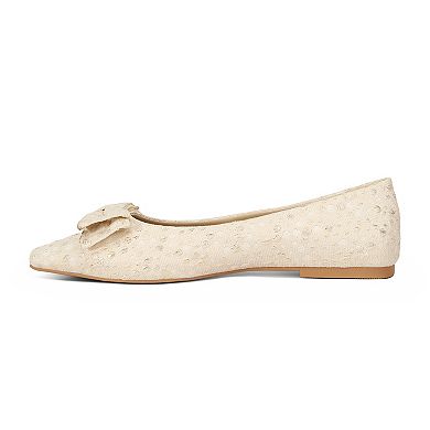 London Rag Cicely Women's Jacquard Bow Ballet Flats