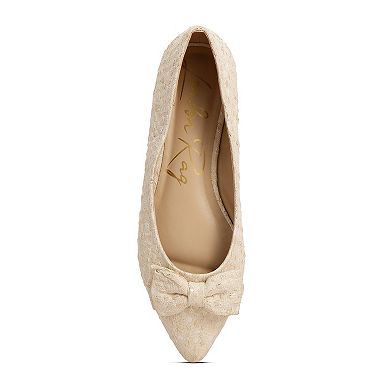 London Rag Cicely Women's Jacquard Bow Ballet Flats