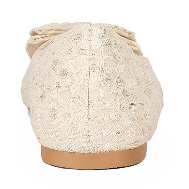 London Rag Cicely Women's Jacquard Bow Ballet Flats