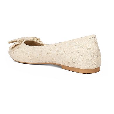 London Rag Cicely Women's Jacquard Bow Ballet Flats