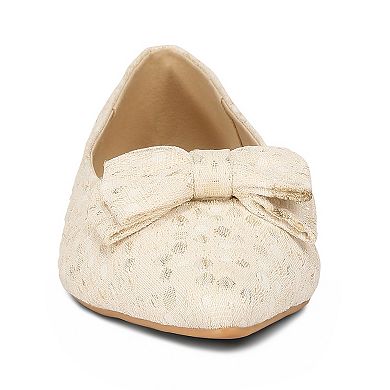 London Rag Cicely Women's Jacquard Bow Ballet Flats