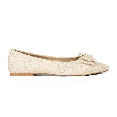 London Rag Cicely Women's Jacquard Bow Ballet Flats