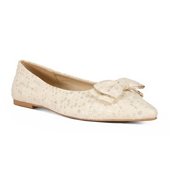 London Rag Cicely Women's Jacquard Bow Ballet Flats